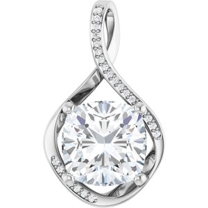 Platinum 12x12 mm Cushion Pendant Mounting