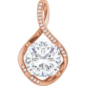 14K Rose Gold 12x12 mm Cushion Pendant Mounting