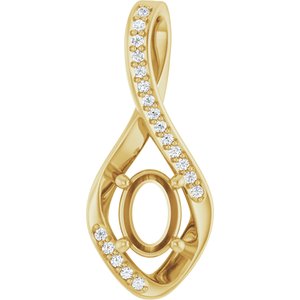 14K Yellow Gold 7x5 mm Oval .07 CTW Lab-Grown Diamond Semi-Set Pendant – image 2