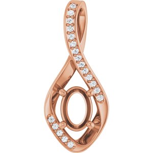 14K Rose Gold 7x5 mm Oval .07 CTW Natural Diamond Semi-Set Pendant – image 2