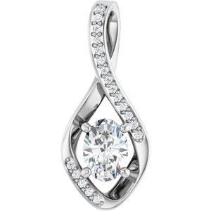 Sterling Silver 7x5 mm Oval .07 CTW Natural Diamond Semi-Set Pendant