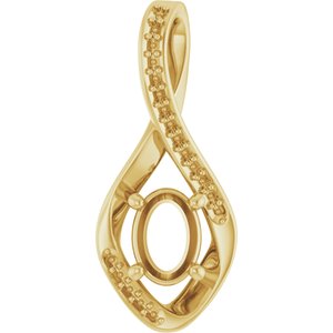 14K Yellow Gold 7x5 mm Oval Pendant Mounting – image 2