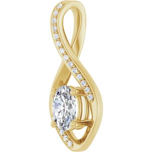 14K Yellow Gold 7x5 mm Oval .07 CTW Lab-Grown Diamond Semi-Set Pendant – image 3