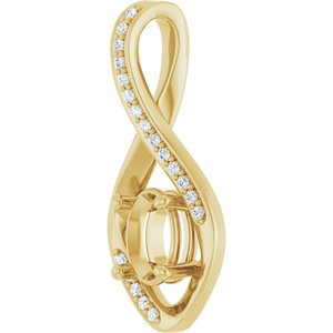 14K Yellow Gold 7x5 mm Oval .07 CTW Lab-Grown Diamond Semi-Set Pendant – image 4