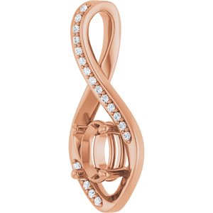 14K Rose Gold 7x5 mm Oval .07 CTW Lab-Grown Diamond Semi-Set Pendant – image 4