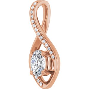 14K Rose Gold 7x5 mm Oval .07 CTW Natural Diamond Semi-Set Pendant – image 3