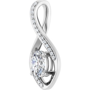 Platinum 7x5 mm Oval .07 CTW Lab-Grown Diamond Semi-Set Pendant – image 3