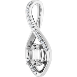 Sterling Silver 7x5 mm Oval .07 CTW Lab-Grown Diamond Semi-Set Pendant – image 4