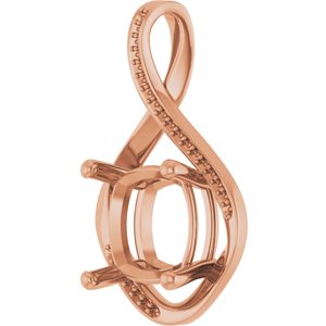 10K Rose Gold 12x12 mm Cushion Pendant Mounting – image 4