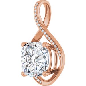 14K Rose Gold 12x12 mm Cushion Pendant Mounting – image 3