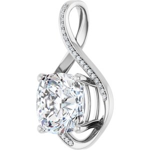 Sterling Silver 12x12 mm Cushion Pendant Mounting – image 3