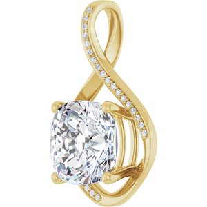 10K Yellow Gold 12x12 mm Cushion Pendant Mounting – image 3