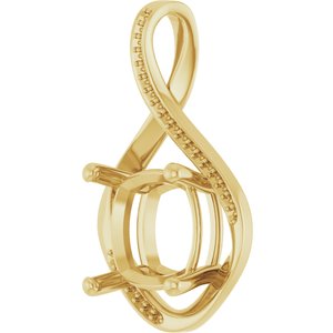 10K Yellow Gold 12x12 mm Cushion Pendant Mounting – image 4