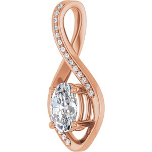 14K Rose Gold 8x6 mm Oval .07 CTW Lab-Grown Diamond Semi-Set Pendant – image 3