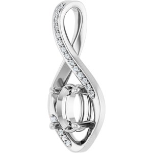 Platinum 8x6 mm Oval .07 CTW Natural Diamond Semi-Set Pendant – image 4