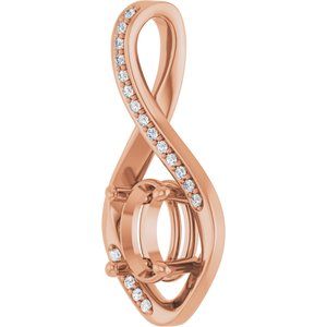 14K Rose Gold 8x6 mm Oval .07 CTW Lab-Grown Diamond Semi-Set Pendant – image 4