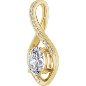14K Yellow Gold 8x6 mm Oval .07 CTW Natural Diamond Semi-Set Pendant – image 3