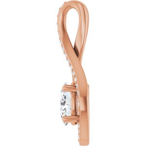 14K Rose Gold 7x5 mm Oval .07 CTW Lab-Grown Diamond Semi-Set Pendant – image 5