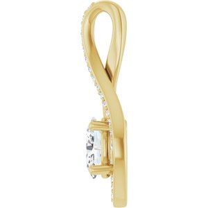 14K Yellow Gold 7x5 mm Oval .07 CTW Lab-Grown Diamond Semi-Set Pendant – image 5