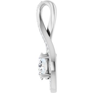 Sterling Silver 7x5 mm Oval .07 CTW Lab-Grown Diamond Semi-Set Pendant – image 5