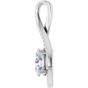 14K White Gold 8x6 mm Oval .07 CTW Lab-Grown Diamond Semi-Set Pendant – image 5