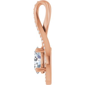14K Rose Gold 8x6 mm Oval .07 CTW Lab-Grown Diamond Semi-Set Pendant – image 5