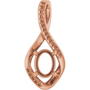 10K Rose Gold 8x6 mm Oval Pendant Mounting – image 2
