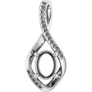 14K X1 White Gold 8x6 mm Oval Pendant Mounting – image 2