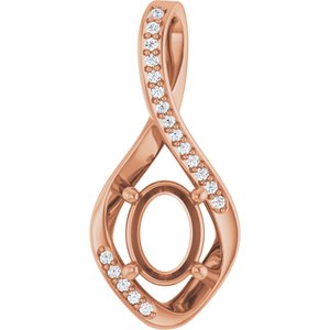 14K Rose Gold 8x6 mm Oval .07 CTW Lab-Grown Diamond Semi-Set Pendant – image 2