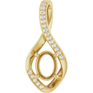 14K Yellow Gold 8x6 mm Oval .07 CTW Natural Diamond Semi-Set Pendant – image 2
