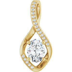14K Yellow Gold 8x6 mm Oval .07 CTW Natural Diamond Semi-Set Pendant