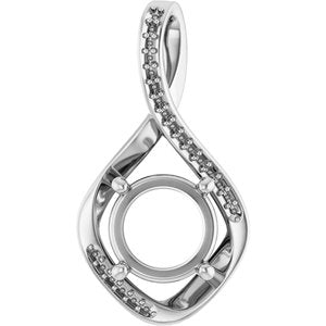 10K White Gold 9 mm Round Pendant Mounting – image 2