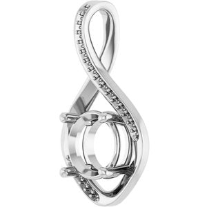 18K White Gold 9 mm Round Pendant Mounting – image 4
