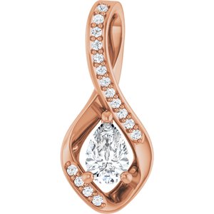10K Rose Gold 6x4 mm Pear Pendant Mounting