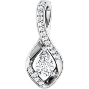 14K X1 White Gold 6x4 mm Pear Pendant Mounting