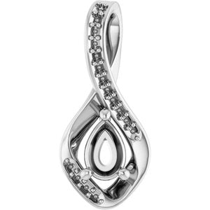14K X1 White Gold 6x4 mm Pear Pendant Mounting – image 2