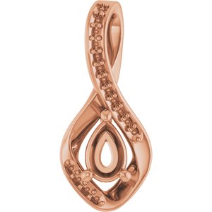 18K Rose Gold 6x4 mm Pear Pendant Mounting – image 2