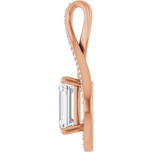 10K Rose Gold 10x8 mm Emerald Pendant Mounting – image 5