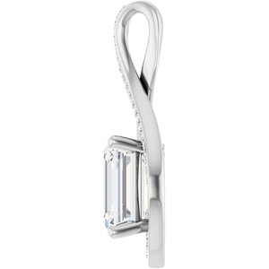 10K White Gold 10x8 mm Emerald Pendant Mounting – image 5
