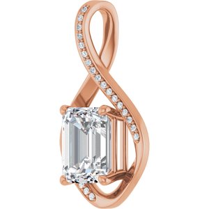 10K Rose Gold 10x8 mm Emerald Pendant Mounting – image 3