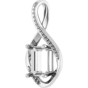 Sterling Silver 10x8 mm Emerald Pendant Mounting – image 4