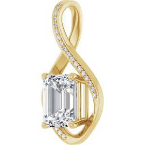 14K Yellow Gold 10x8 mm Emerald Pendant Mounting – image 3