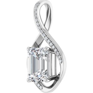 10K White Gold 10x8 mm Emerald Pendant Mounting – image 3