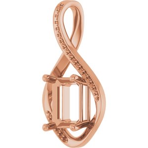 10K Rose Gold 10x8 mm Emerald Pendant Mounting – image 4