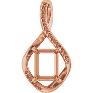 10K Rose Gold 10x8 mm Emerald Pendant Mounting – image 2