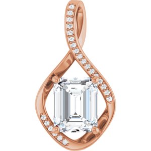 10K Rose Gold 10x8 mm Emerald Pendant Mounting
