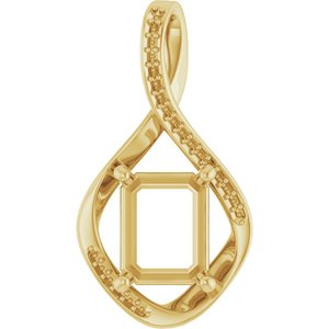 18K Yellow Gold 10x8 mm Emerald Pendant Mounting – image 2