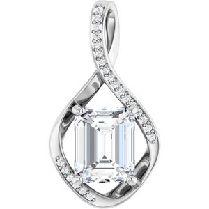 14K White Gold 10x8 mm Emerald Pendant Mounting