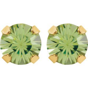 14K Yellow Gold Imitation Peridot Inverness�� Piercing Stud Earrings