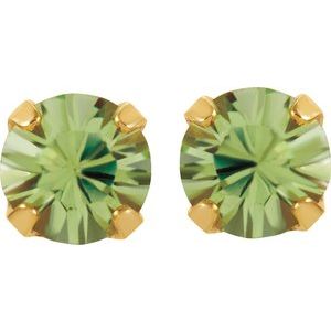 24K Gold-Plated Stainless Steel Imitation Peridot Inverness�� Piercing Earrings